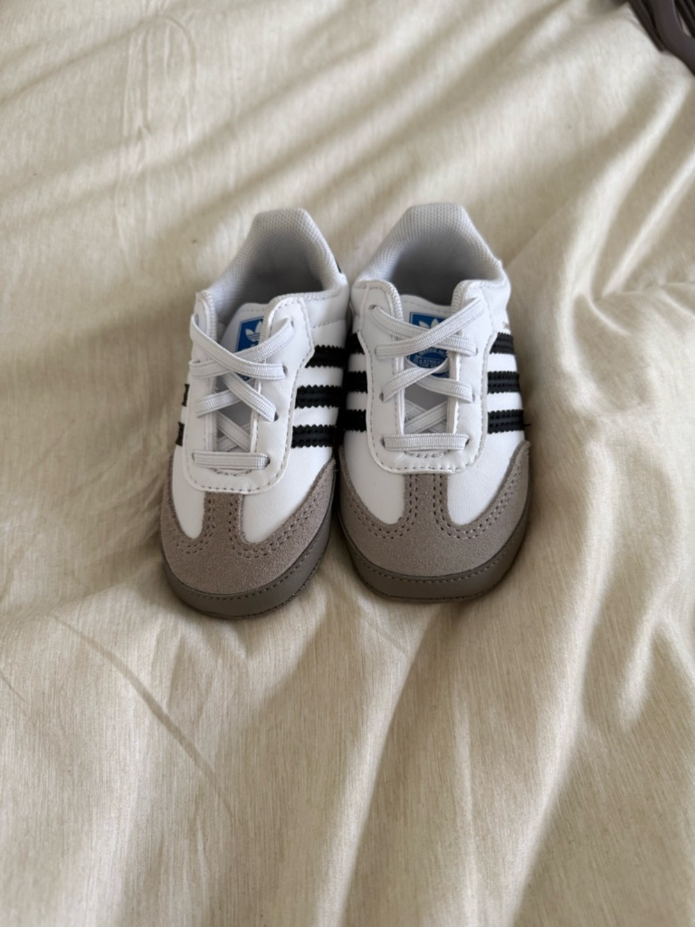New Kids White and Gray adidas samba sneakers